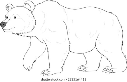 Dibujo vectorial de un contorno polar de oso aislado en un fondo blanco