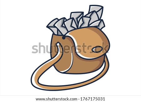 Vector cartoon illustration of postman bag. Isolated on white background.