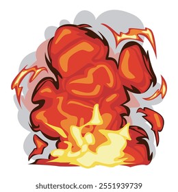ilustração de desenho animado vetorial de uma explosão poderosa de uma bomba ou bomba nuclear