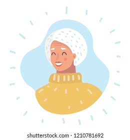 Vector cartoon illustration of Profile Icon Senior Female Head In Chat, Elderly Woman Avatar Cartoon Character Portrait. Grandmother face on white isolated background.