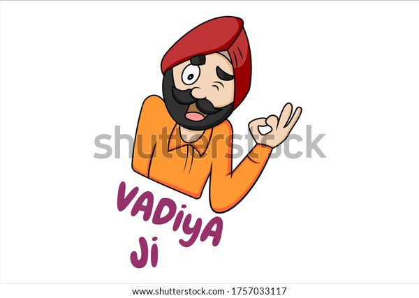 Vector Cartoon Illustration Punjabi Man Okay Stock Vector Royalty Free