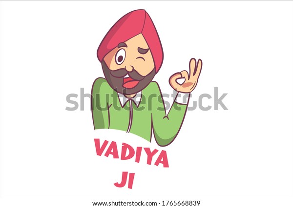Vector Cartoon Illustration Punjabi Man Okay Stock Vector Royalty Free