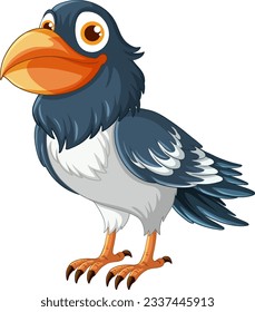 A vector cartoon illustration of a raven standing isolated on a white background illustration