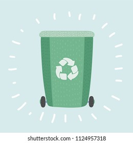 Vector cartoon illustration of Recycle bin vector icon. Reuse or reduce symbol.