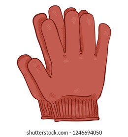 Vector Cartoon Illustration - Red Casual Textile Gloves