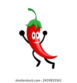Vector Cartoon Illustration Of Red Chili Dancing