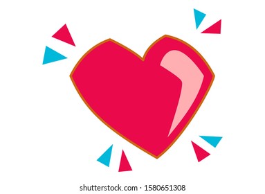 Vector cartoon illustration of red heart. Isolated on white background.