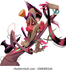 Vector cartoon illustration representing a barber cutting the hair. Isolated character