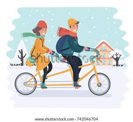 Vector Cartoon Illustration Romantic Couple Riding Stock Vector