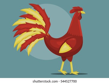 Vector cartoon illustration of rooster.