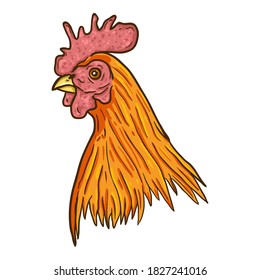 Vector Cartoon Illustration of Rooster Head