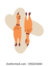 Vector cartoon illustration with rubber  chickens for print, poster, sticker or card.