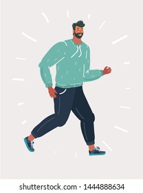 Vector cartoon illustration of running man icons. Sport. Active fitness. Exercise on white background.