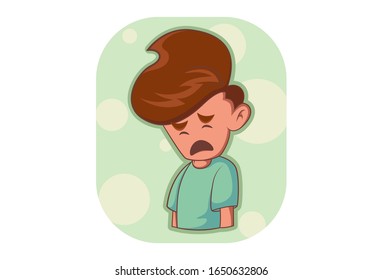 Vector cartoon illustration of sad boy. Isolated on white background.