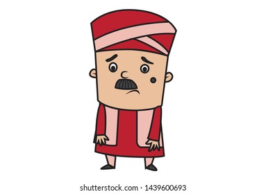 Vector cartoon illustration of sad man. Isolated on white background.