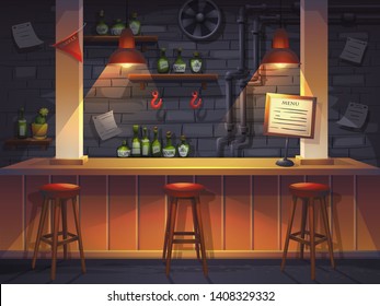 Vector cartoon illustration of saloon. Background image for video web game user interface