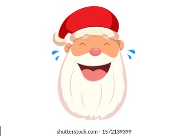 Vector cartoon illustration of Santa Claus face is crying. Isolated on white background.