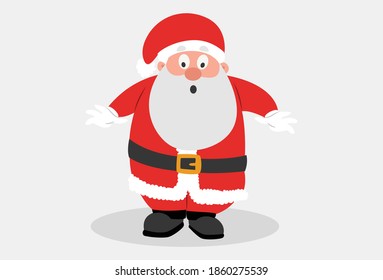 Vector cartoon illustration. Santa Claus is shocked. Isolated on a grey background.