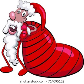 Vector cartoon illustration of Santa Clause with a sack