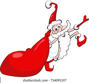 Vector cartoon illustration of Santa Clause with a sack