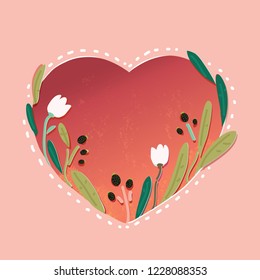 Vector cartoon illustration of Save the date floral cards set with decorative hand drawn flowers. Template for card and banners on pink background.