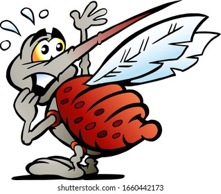 Vector Cartoon illustration of a Scared Afraid Mosquito