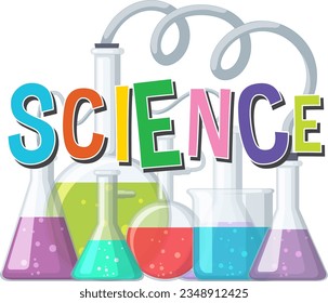 Ilustración de dibujos animados de instrumentos y equipos de laboratorio de ciencias