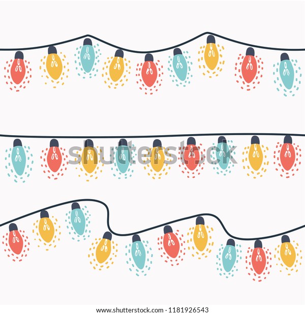 Vector Cartoon Illustration Set Christmas Lights Stock Vector (Royalty ...