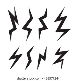 vector cartoon illustration set of monochrome Lightning Bolts. game ui elements isolated on light background