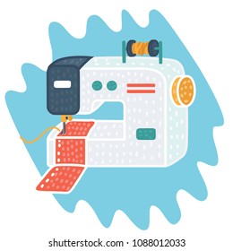 Vector cartoon illustration of Sewing machine icon.