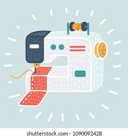 Vector cartoon illustration Sewing machine icon.