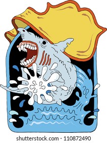 vector cartoon illustration of the shark