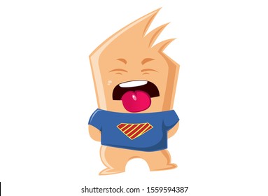 Vector cartoon illustration of sharpie monster with expression. Isolated on white background.
