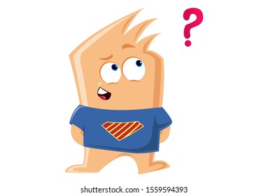 Vector cartoon illustration of sharpie monster with question mark. Isolated on white background.