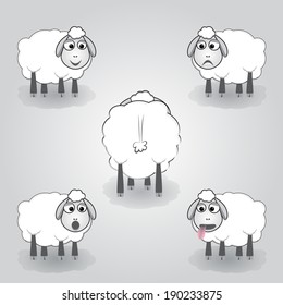 Vector cartoon illustration of sheep