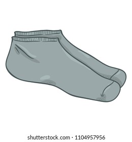 Vector Cartoon Illustration - Short Gray Casual Socks