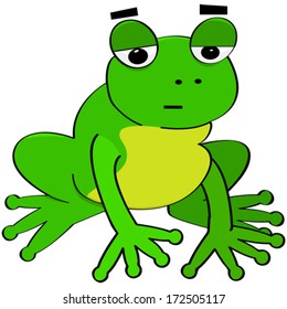 Vector cartoon illustration showing a frog that looks bored