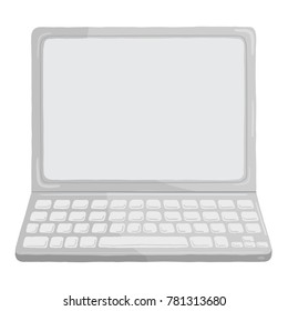 Vector cartoon illustration of silver gray laptop isolated on a white background