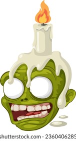 A vector cartoon illustration of a skull with a candle, emitting an eerie glow, used for a secret spell