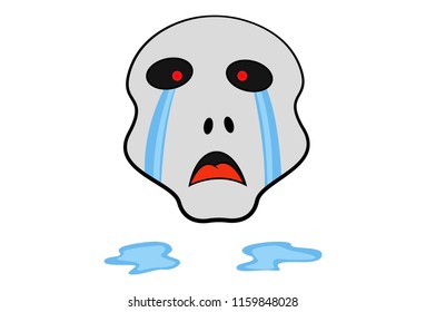 Vector cartoon illustration of skull tears. Isolated on white background. 