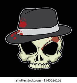 Vector cartoon illustration with Skull Theme