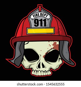 Vector cartoon illustration with Skull Theme