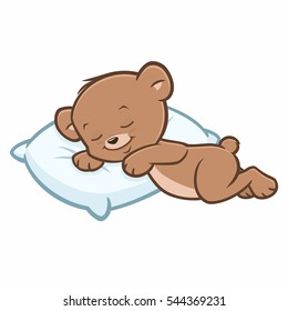 Vector cartoon illustration of sleeping teddy bear