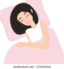 Vector cartoon illustration of sleeping woman  concept on white background. Creative idea design for template, brochure or presentation.