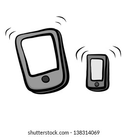 vector cartoon, illustration of smart phone and tablet / isolated on white background.
