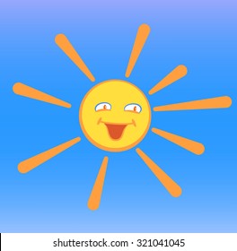 Vector cartoon illustration of smiley sun