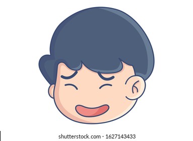 Vector cartoon illustration of smiling boy. Isolated on white background.