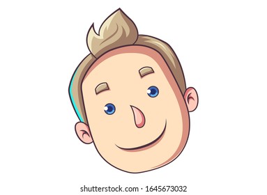 Vector cartoon illustration of the smiling boy face. Isolated on white background.