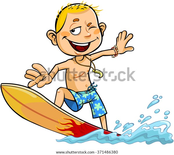 Vector Cartoon Illustration Smiling Boy Riding Stock Vector (Royalty ...