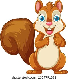 A vector cartoon illustration of a smiling squirrel standing isolated on a white background